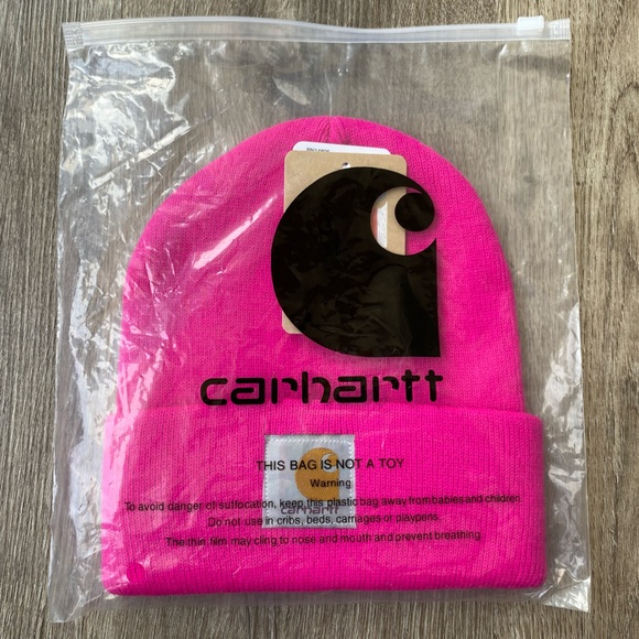 Trendy NWT Barbie Hot Pink Glow Carhartt Knit Cuffed Beanie SOLD OUT EVERYWHERE - Picture 2 of 3